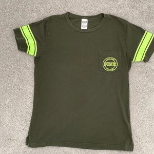 Pink by Victoria Secret Green Graphic T-shirt Size XS